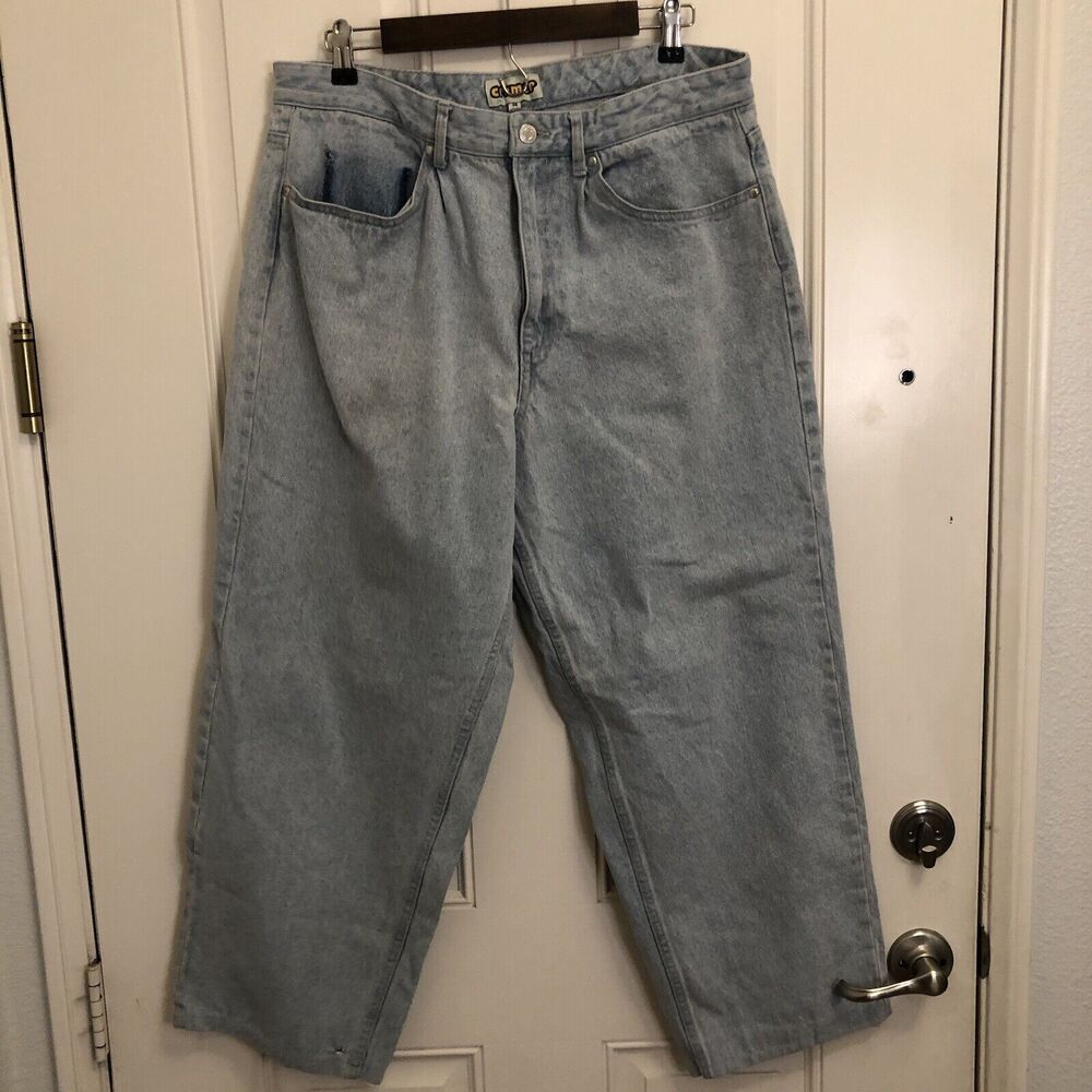 HUF Cromer Jeans super baggy Light wash blue High rise relaxed  34X30 Denim